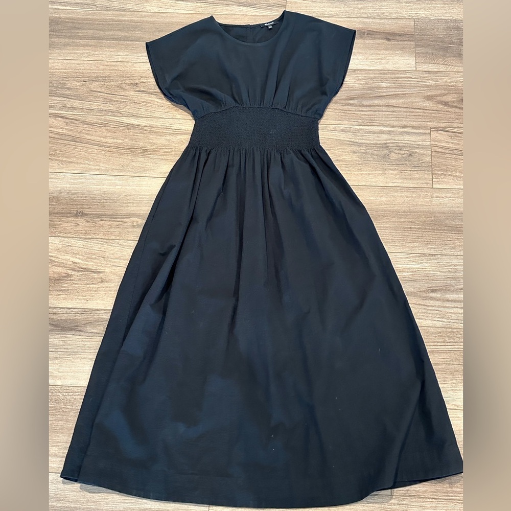Madewell Black Smocked-Waist Maxi Dress with Cap Sleeves - Picture 6 of 13